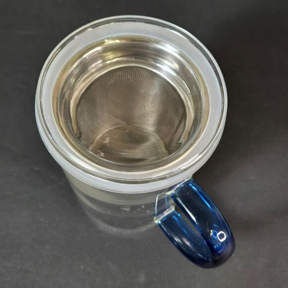 CasaWare Borosilicate Glass Tea Infuser Mug w Glass Lid & Blue Handle - Picture 5 of 10